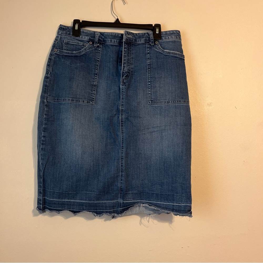 Christopher & Banks mid length Jean skirt size 12